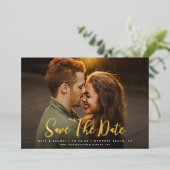 モダンSCRIPT SAVE THE DATE Photofoil Invita実在 箔招待状 (立ち正面)