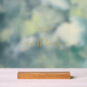 モダンScript Sign Our Guest Book's 結婚金ゴールド アクリルサイン (ニュートラル)