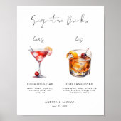 モダンScript Signature Drinksバーの結婚署名 ポスター (正面)