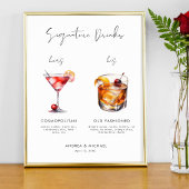 モダンScript Signature Drinksバーの結婚署名 ポスター