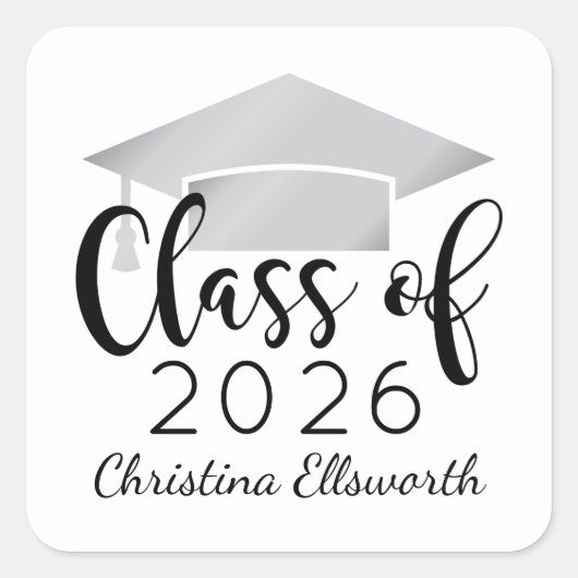 モダンScript Silver 2025カスタム卒業 スクエアシール (正面)