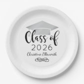 モダンScript Silver 2025カスタム卒業 ペーパープレート (正面)