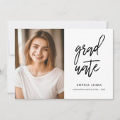 モダンScript Twoエレガント Photo Graduation Party 招待状 (正面)