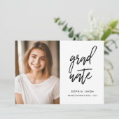 モダンScript Twoエレガント Photo Graduation Party 招待状 (スタンド正面)