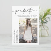 モダンScript Twoミニマル Photo Graduation Party 招待状 (スタンド正面)