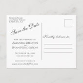 モダンScript Wedding日付の写真を保存 案内ポストカード (裏面)