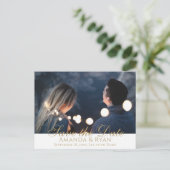 モダンScript Wedding日付の写真を保存 案内ポストカード (スタンド正面)