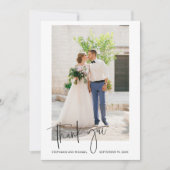 モダンScript Wedding Dayフォトサンキューカード サンキューカード (正面)