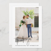 モダンScript Wedding Dayフォトサンキューカード サンキューカード (正面/裏面)