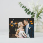 モダンScript Wedding Dayフォトサンキューカード ポストカード (スタンド正面)