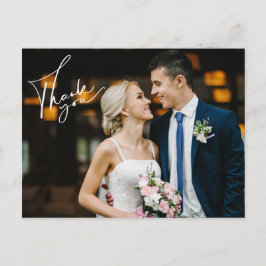 モダンScript Wedding Dayフォトサンキューカード ポストカード