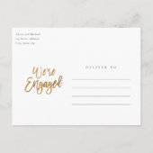 モダンScript We're Photo婚約した婚約パーティ インビテーションポストカード (裏面)