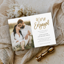 モダンScript We're Photo婚約した婚約パーティ 招待状