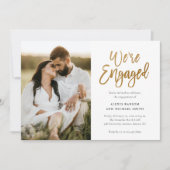 モダンScript We're Photo婚約した婚約パーティ 招待状 (正面)