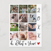 モダンScript What a Yearフォトコラージュ シーズンポストカード (正面)