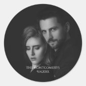 モダンScriptyモノクロ写真 ラウンドシール (正面)