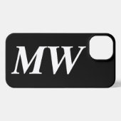 モダンserif斜体モノグラム無地のイニシャル黒 iPhoneケース (裏面横)