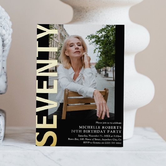 モダンSEVENTY 写真 70歳の誕生日パーティー 箔招待状