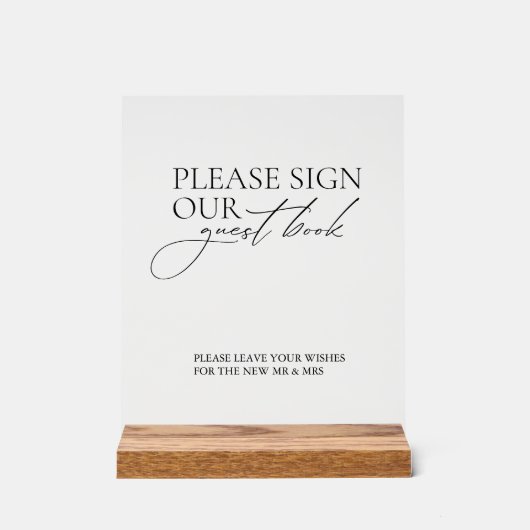 モダンSign Our Guest Book'結婚 S Acrylic Sign アクリルサイン (正面)