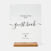 モダンSign Our Guest Book'結婚 S Black アクリルサイン (正面)