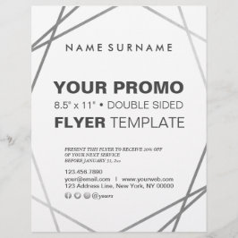 モダンSilver Geometric 8.5"x11" チラシ