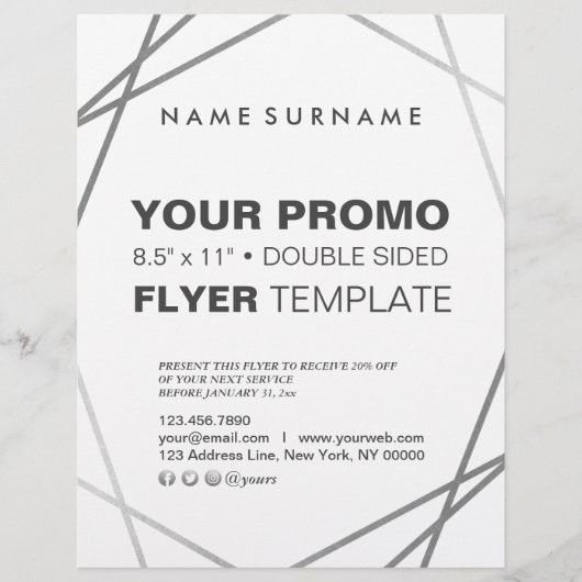 モダンSilver Geometric 8.5"x11" チラシ (正面)