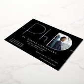 モダンSilver Photo PhD卒業 箔招待状 (回転した状態)