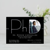 モダンSilver Photo PhD卒業 箔招待状 (立ち正面)
