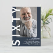 モダンSIXTY 写真入り60歳の誕生日パーティー招待状 招待状 (スタンド正面)