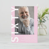 モダンSIXTY 写真入り60歳の誕生日パーティー招待状 招待状 (スタンド正面)