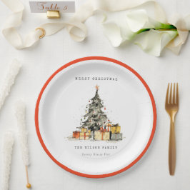 モダンSkitchy Holiday Christmas Tree Gives写真 ペーパープレート