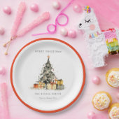 モダンSkitchy Holiday Christmas Tree Gives写真 ペーパープレート (パーティー)