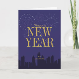 モダンSkyline Happy New Year's Greeting Card シーズンカード