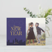 モダンSkyline Happy New Year's Photo Card シーズンカード (スタンド正面)