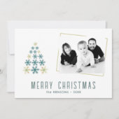モダンSnowflake Christmas Tree Family Photo シーズンカード (正面)