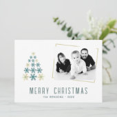 モダンSnowflake Christmas Tree Family Photo シーズンカード (スタンド正面)