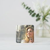 モダンSocial Me付きミニマル写真名刺 スクエア名刺 (スタンド正面)