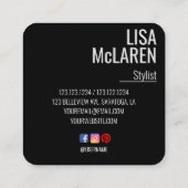 モダンSocial Me付きミニマル写真名刺 スクエア名刺 (裏面)