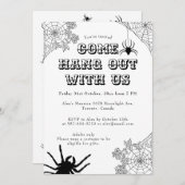 モダンSpider web不気味 Black & White Halloween 招待状 (正面/裏面)