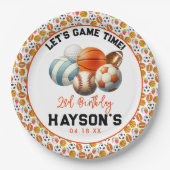 モダンSports Kids 2nd Birthdayパーティー ペーパープレート (正面)