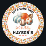 モダンSports Kids 2nd Birthdayパーティー ラウンドシール<br><div class="desc">おもしろいtouchを小さなアスリートのお祝いに追加するモダンには、このスポーツ2nd誕生日ステッカー！スポーツ鮮やかをテーマにしたデザインを使用し、パーティーの好意、招待状、またはの贈り物に最適なカスタムシール。サッカー、野球、バスケットボールなど、パーティーをパーソナライズし素晴らして、イベントから思い出に残る記念の品をゲストに提供する方法であ与える。スポーティなおもしろいのポップ・アートのためにどこにでも貼れ！</div>