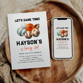 モダンSports Kids 2nd Birthdayパーティー 招待状