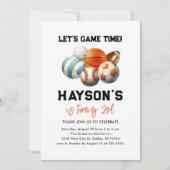 モダンSports Kids 2nd Birthdayパーティー 招待状 (正面)