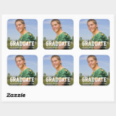 モダンSporty Graduation Announcement写真 スクエアシール (シート)