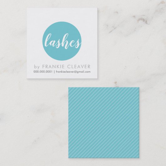 モダンSPOT LOGO手書き文字ターコイズ スクエア名刺 (正面/裏面)