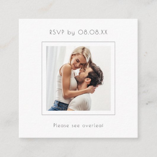 モダンSquare写真結婚のQRコードRSVP エンクロージャーカード (正面)