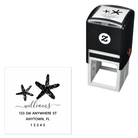 モダンStarfishスクリプト差出人住所パーソナライズされた セルフインキングスタンプ (インサイチュ)