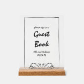 モダンSwan Chic Please sign Our Guest Book Sign アクリルサイン (正面)