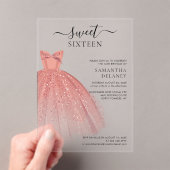 モダンSweet 16スクリプト誕生日 アクリル招待状 (インサイチュ (ポータブル))