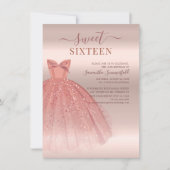 モダンSweet 16スクリプト誕生日 招待状 (正面)